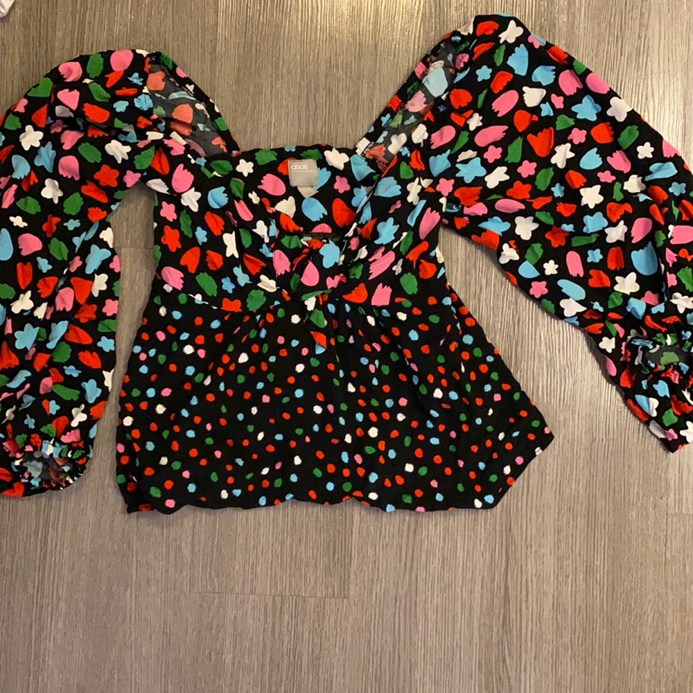 Asos puffy sleeve peplum top